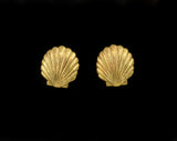 14 Karat Gold or Nickle Plated Scallop Shell Magnetic or Pierced Earrings - Laura Wilson Gallery 