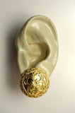 14 Karat Gold Plated Low Dome Ornate Circle Magnetic Clip or Pierced Earrings - Laura Wilson Gallery 
