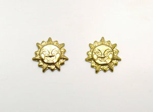 14 Karat Gold Plated 10 mm Tiny Sun Face Magnetic or Pierced Earrings - Laura Wilson Gallery 