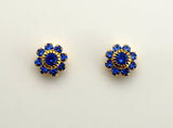 Sapphire 10 mm Round 9 Stone Cluster Swarovski Crystals Magnetic or Pierced Earrings - Laura Wilson Gallery 
