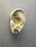 13 mm Gold or Silver Rose with Swarovski Crystal Center Magnetic or Pierced Earrings - Laura Wilson Gallery 