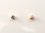 3 mm Round Swarovski Aurora Borealis Crystal Magnetic Earrings - Laura Wilson Gallery 
