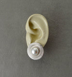 Magnetic Clip On Earrings 25 mm Round Engraved With 12 mm Pearl Center - Laura Wilson Gallery 