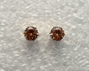 Faceted Apricot Peach Cubic Zirconia 7 mm Magnetic Earrings - Laura Wilson Gallery 