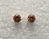 Faceted Apricot Peach Cubic Zirconia 7 mm Magnetic Earrings - Laura Wilson Gallery 