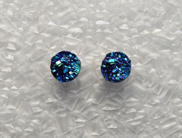 8 mm Blue Drusy Quartz Magnetic Clip Non Pierced Earrings - Laura Wilson Gallery 