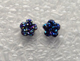 Handmade 10 mm Blue Drusy Quartz Flower Magnetic Clip Non Pierced Earrings - Laura Wilson Gallery 