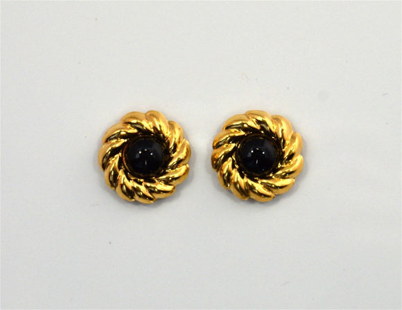 20 mm Round Gold Magnetic Clip On Earrings With 7 mm Acrylic Stone - Laura Wilson Gallery 