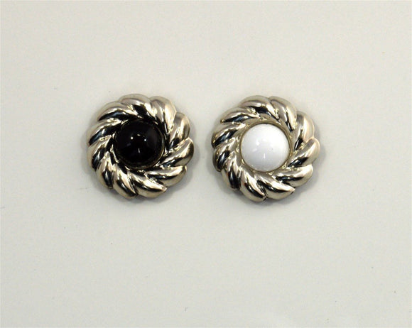 20 mm Round Silver Magnetic Clip On Earrings With 7 mm Acrylic Stone - Laura Wilson Gallery 