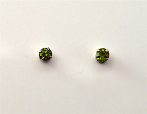 3 mm Round Swarovski Green Olivine Crystal Magnetic Earrings - Laura Wilson Gallery 