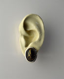 18 x 22 mm Black and Silver With Gold Matrix Oval Magnetic Non Pierced Clip Earrings - Laura Wilson Gallery 