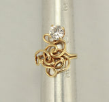 14 Karat Gold Wire Ring with Faceted Cubic Zirconia - Laura Wilson Gallery 