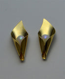 28 x 10 mm Gold or Silver Calla Lily with Pearl Center Magnetic  Non Pierced  or Pierced Earrings - Laura Wilson Gallery 