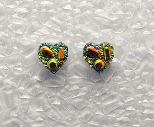 Handmade 10 mm Yellow Drusy Quartz Heart Magnetic Clip Non Pierced Earrings - Laura Wilson Gallery 