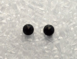 7 mm Point Top Faceted Black Glass Cabochon Magnetic Non Pierced Clip Earrings - Laura Wilson Gallery 