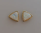 Magnetic White Faux Opal Triangle Non Pierced Clip Earrings - Laura Wilson Gallery 