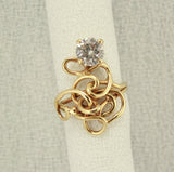14 Karat Gold Wire Ring with Faceted Cubic Zirconia - Laura Wilson Gallery 