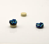10 mm Blue and Green Drusy Quartz Magnetic or Pierced Earrings - Laura Wilson Gallery 