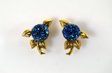 10 mm Drusy Cab Set In Gold Or Silver Leaf Magnetic Non Pierced Clip Earrings - Laura Wilson Gallery 