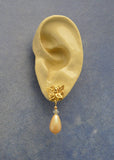 Gold or Silver Magnetic Angel Earrings With Antique Pearl Drops - Laura Wilson Gallery 