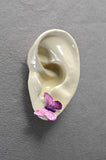 Handmade Magnetic Non Pierced Clip Hand Painted Pink Butterfly Earrings - Laura Wilson Gallery 
