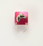 Gold or Silver Horse on Colored Aluminum Magnetic Eyeglass Holder - Laura Wilson Gallery 
