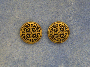 Bronze Gothic Button Magnetic Non Pierced Clip Earrings - Laura Wilson Gallery 