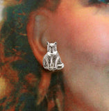 Fat Cat Gold or Silver Magnetic Earrings Fat Cat 15 x 20 mm - Laura Wilson Gallery 