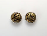 Gold And Silver Floral Button Magnetic Non Pierced Clip Earrings - Laura Wilson Gallery 
