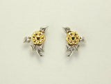Mixed Metal Gold and Silver Flower and Leaf Magnetic Earrings - Laura Wilson Gallery 