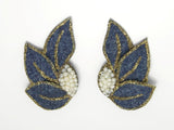 Four Way Magnetic Earrings in Blue Denim and Pearls With Medium Strength Magnet Backs - Laura Wilson Gallery 