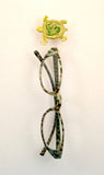 Hand Painted Green and Gold Brass Flat Turtle Magnetic Eyeglass Holder - Laura Wilson Gallery 