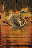 14 Karat Gold Plated Brass Floating Swan Magnetic Eyeglass Holder or Brooch - Laura Wilson Gallery 
