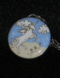 Cloisonne Enamel Unicorn Sterling Silver Pendant - Laura Wilson Gallery 