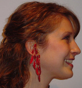 Handmade Red and Gold Ear Non Pierced Ear Wraps - Laura Wilson Gallery 
