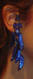 Handmade Royal Blue Non Pierced Beaded Fabric Ear Wraps - Laura Wilson Gallery 