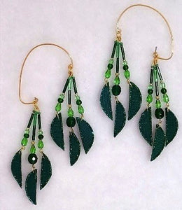 Handmade Emerald Green Non Pierced Fabric and Glass Beaded Ear Wraps - Laura Wilson Gallery 