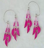 Handmade Hot Pink Beaded Fabric Non Pierced Ear Wraps - Laura Wilson Gallery 