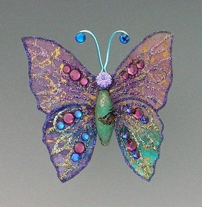 Turquoise and Purple Butterfly Brooch - Laura Wilson Gallery 