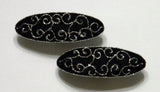 Handmade and Hand Painted Silver and Black Fabric Hair Barrettes - Laura Wilson Gallery 