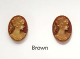 Brown or Burnt Orange Cameo Magnetic Earrings - Laura Wilson Gallery 