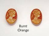 Brown or Burnt Orange Cameo Magnetic Earrings - Laura Wilson Gallery 
