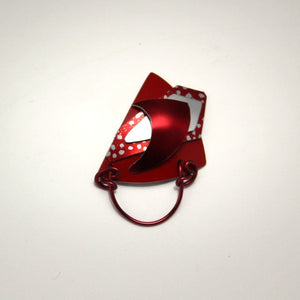 Red White and Silver Triangle Abstract Magnetic Eyeglass Holder - Laura Wilson Gallery 