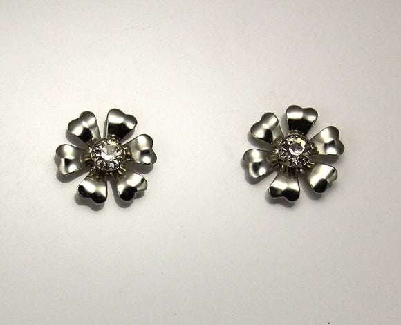 Magnetic Swarovski Crystal Flower Earrings in Silver - Laura Wilson Gallery 