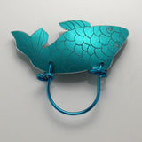 Fish Magnetic Eyeglass Holder in Turquoise Anodized Aluminum - Laura Wilson Gallery 