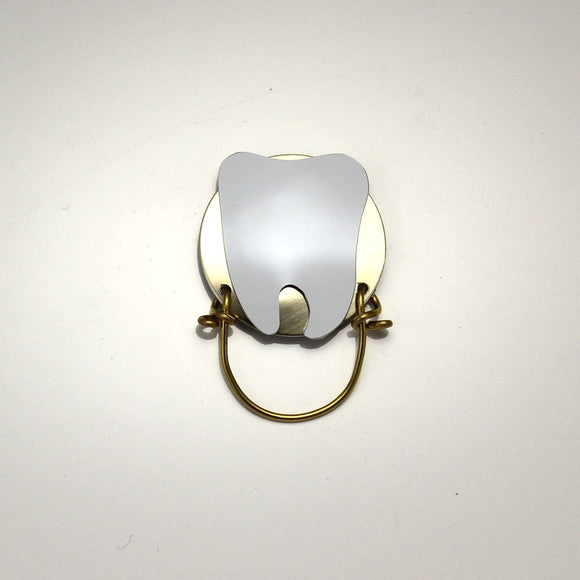 Handmade Tooth Magnetic Eyeglass Holder in White on Gold or Silver - Laura Wilson Gallery 