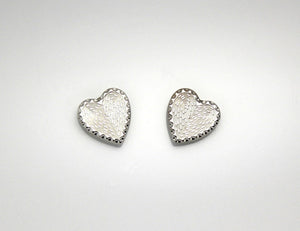 Faceted Embossed 17 mm Silver Heart Magnetic Clip or Pieced Earrings - Laura Wilson Gallery 