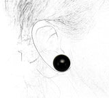 20 mm High Dome Jet Black Plastic Button Magnetic Earrings - Laura Wilson Gallery 