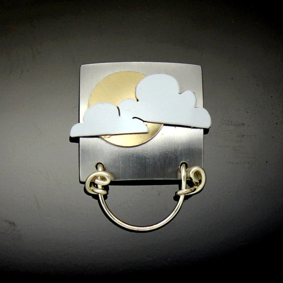 Gold Sun and Cloud Square Magnetic Eyeglass and ID Badge Holder - Laura Wilson Gallery 