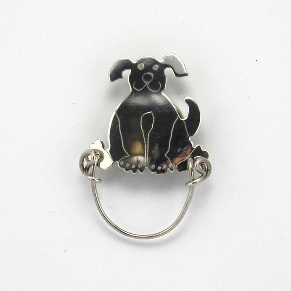 Sterling Silver Hand Engraved Puppy Dog Magnetic Eyeglass Holder - Laura Wilson Gallery 